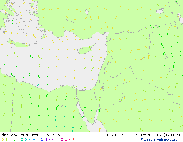 Vento 850 hPa GFS 0.25 Ter 24.09.2024 15 UTC