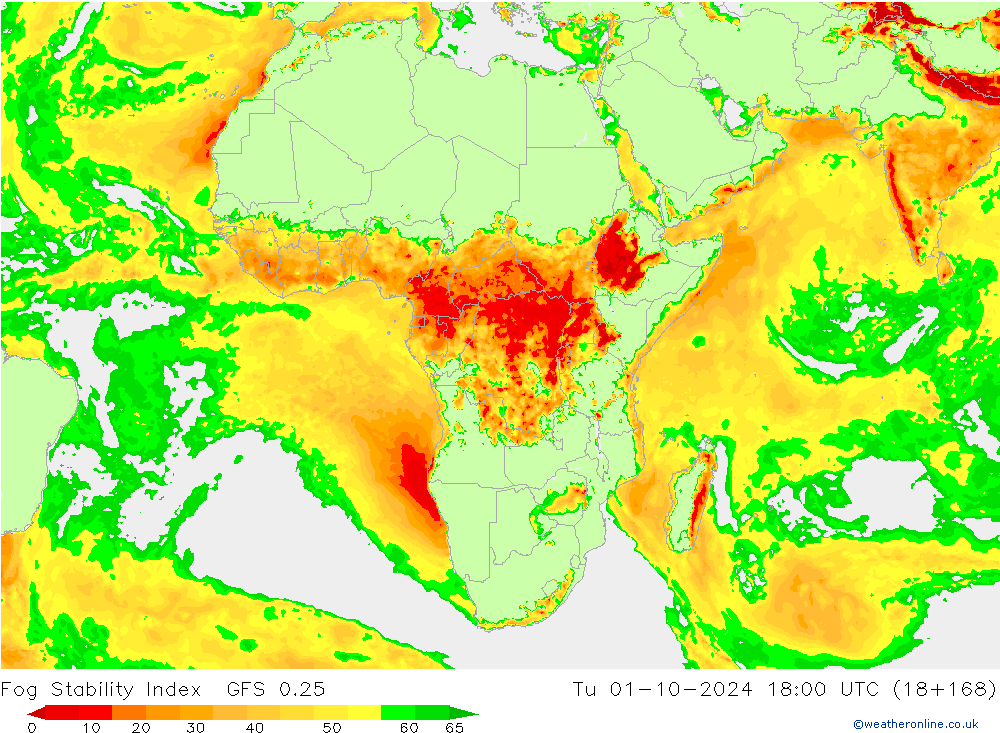 Fog Stability Index GFS 0.25 Sa 01.10.2024 18 UTC