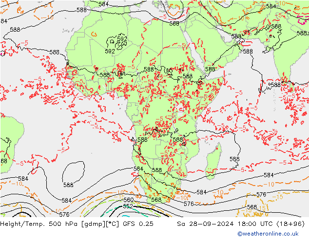 Z500/Rain (+SLP)/Z850 GFS 0.25 sáb 28.09.2024 18 UTC