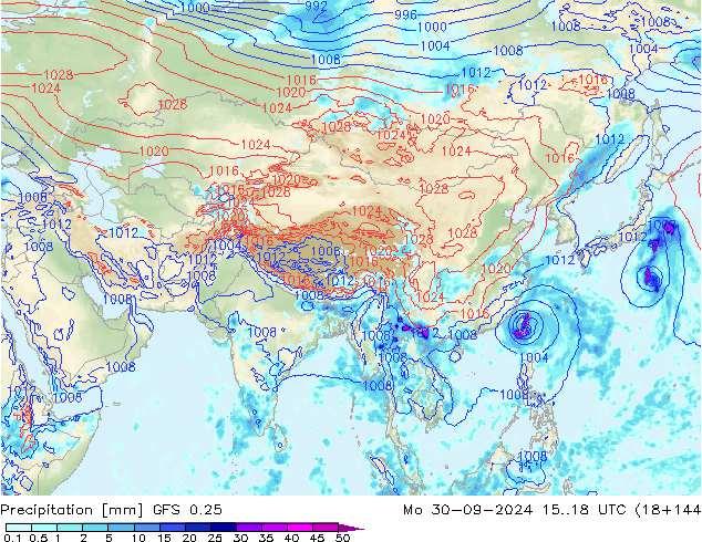 opad GFS 0.25 pon. 30.09.2024 18 UTC