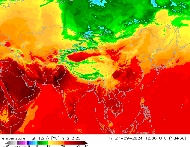 Max.  (2m) GFS 0.25  27.09.2024 12 UTC