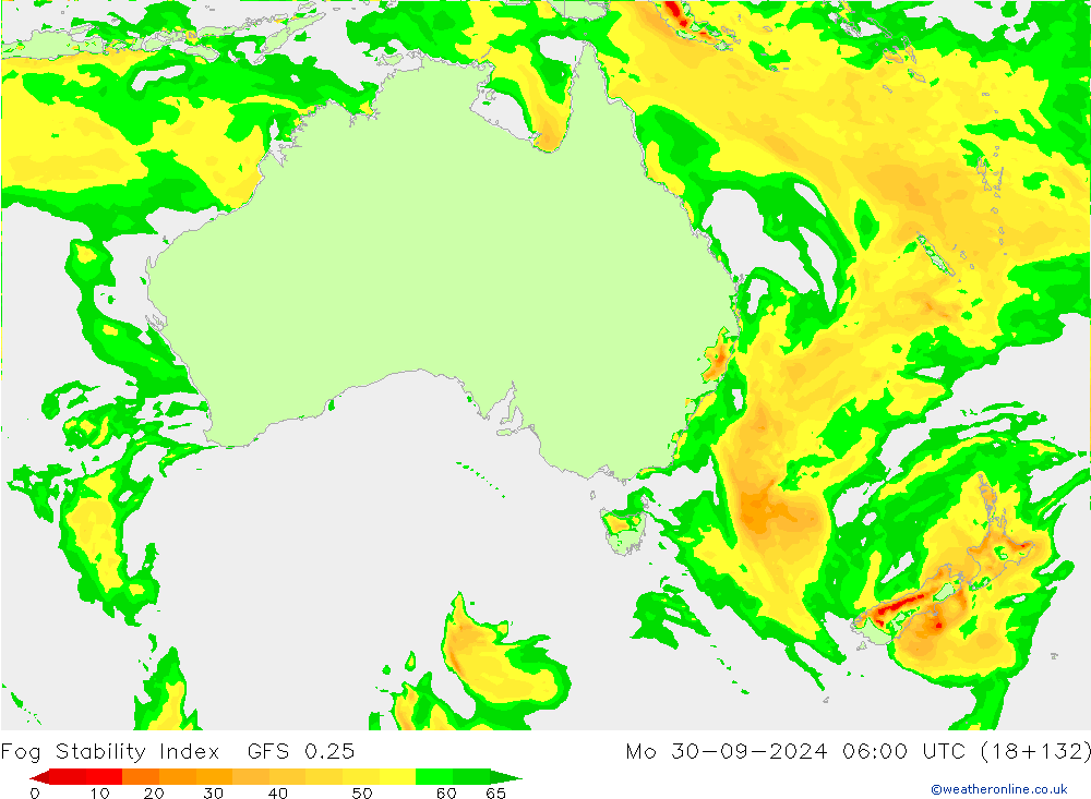 Fog Stability Index GFS 0.25  30.09.2024 06 UTC