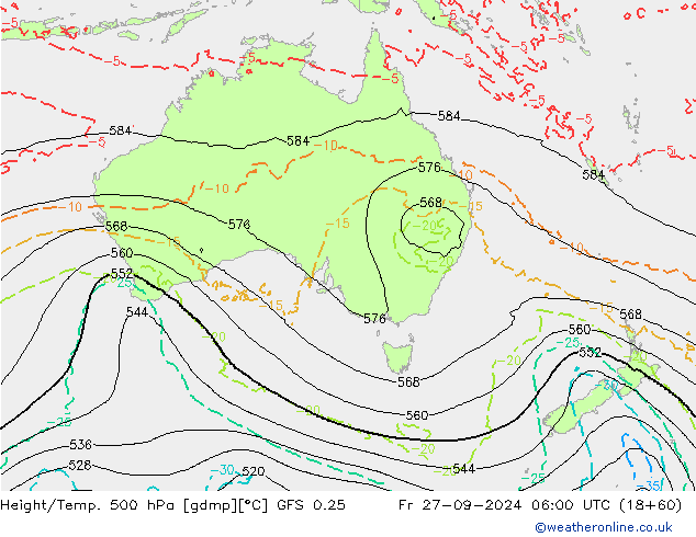 Z500/Rain (+SLP)/Z850 GFS 0.25 Fr 27.09.2024 06 UTC