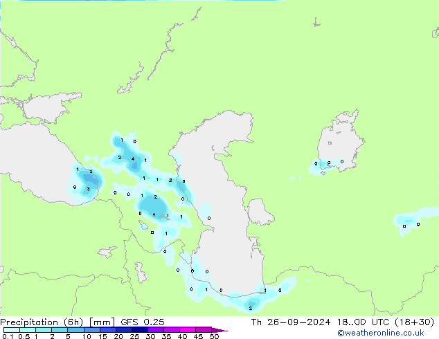 Z500/Rain (+SLP)/Z850 GFS 0.25 Th 26.09.2024 00 UTC