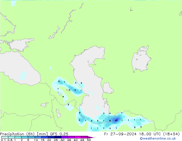 Z500/Rain (+SLP)/Z850 GFS 0.25 vie 27.09.2024 00 UTC