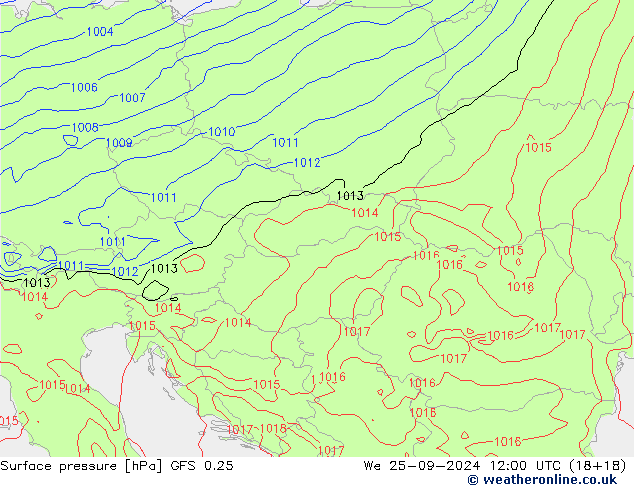 GFS 0.25: mié 25.09.2024 12 UTC