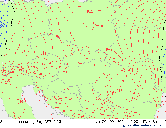 приземное давление GFS 0.25 пн 30.09.2024 18 UTC