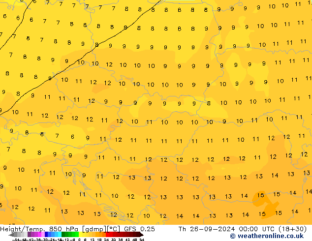 Z500/Rain (+SLP)/Z850 GFS 0.25 jue 26.09.2024 00 UTC