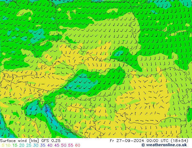 Vento 10 m GFS 0.25 Sex 27.09.2024 00 UTC