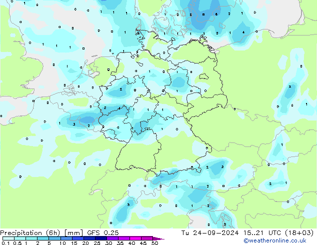 Z500/Rain (+SLP)/Z850 GFS 0.25 Tu 24.09.2024 21 UTC