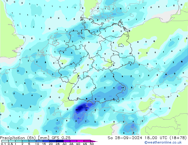 Z500/Yağmur (+YB)/Z850 GFS 0.25 Cts 28.09.2024 00 UTC