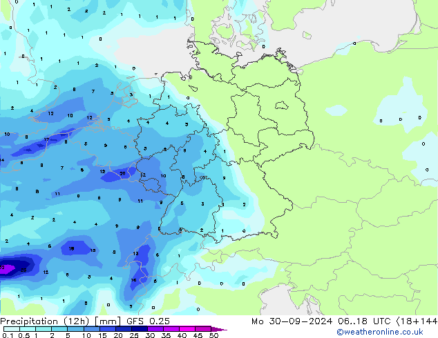 opad (12h) GFS 0.25 pon. 30.09.2024 18 UTC