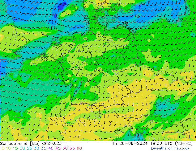 Bodenwind GFS 0.25 Do 26.09.2024 18 UTC