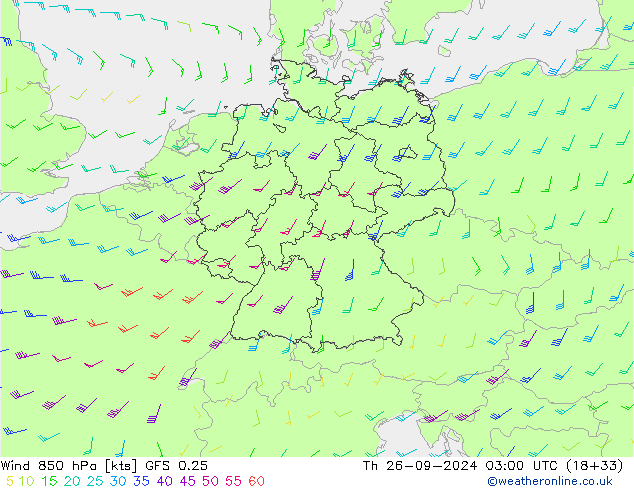  850 hPa GFS 0.25  26.09.2024 03 UTC