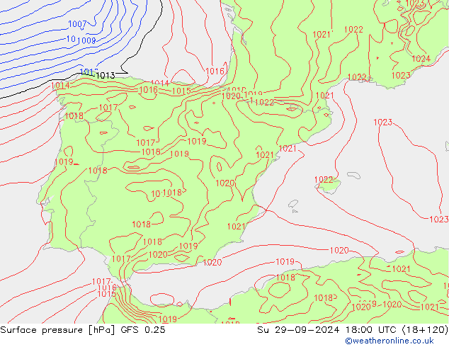 GFS 0.25: nie. 29.09.2024 18 UTC