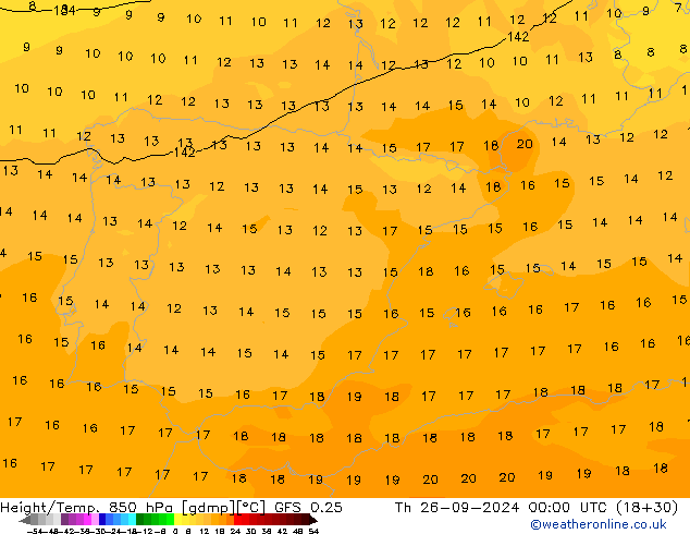 Z500/Yağmur (+YB)/Z850 GFS 0.25 Per 26.09.2024 00 UTC