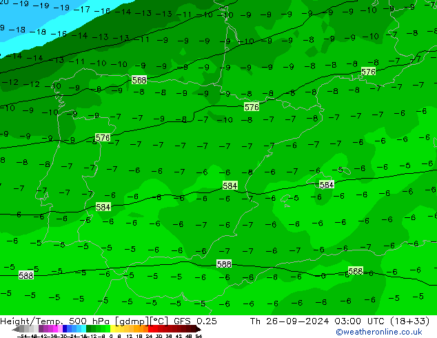 Z500/Yağmur (+YB)/Z850 GFS 0.25 Per 26.09.2024 03 UTC