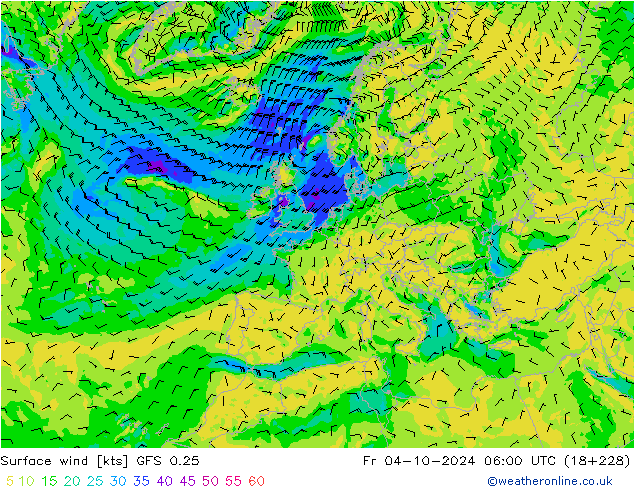 Surface wind GFS 0.25 Fr 04.10.2024 06 UTC