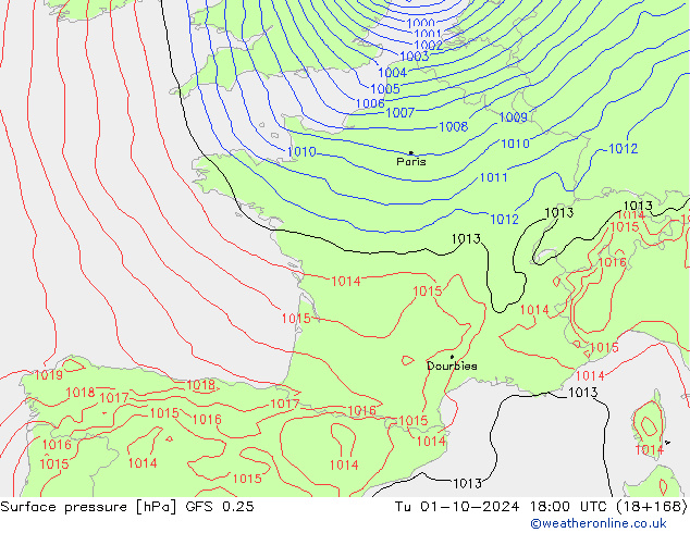 GFS 0.25: Di 01.10.2024 18 UTC