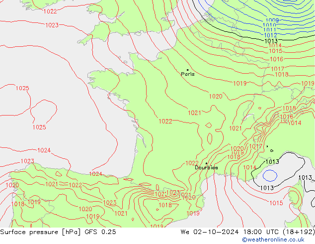 GFS 0.25: Mi 02.10.2024 18 UTC