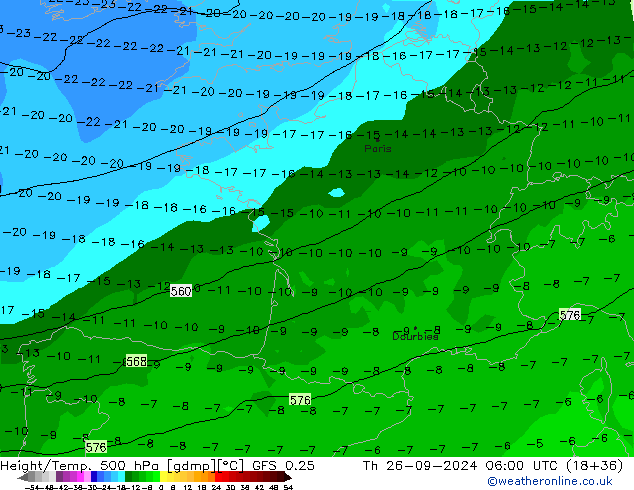 Z500/Rain (+SLP)/Z850 GFS 0.25 gio 26.09.2024 06 UTC