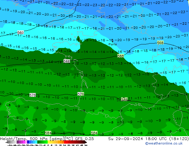 Z500/Rain (+SLP)/Z850 GFS 0.25 Ne 29.09.2024 18 UTC