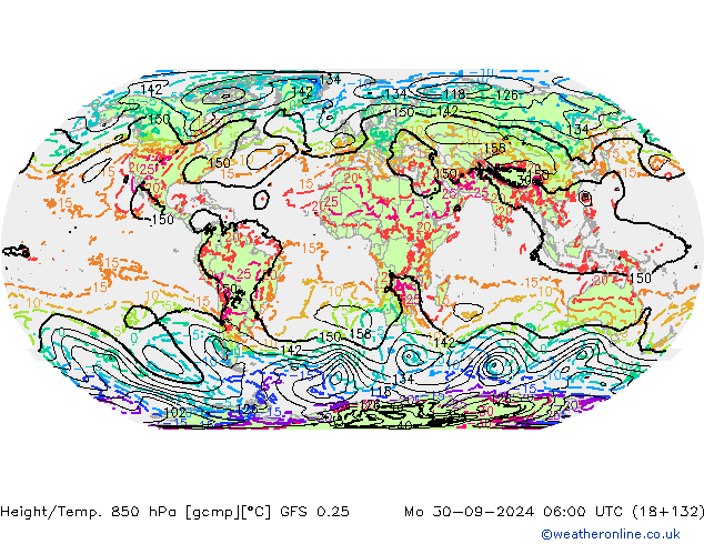 Z500/Rain (+SLP)/Z850 GFS 0.25 Mo 30.09.2024 06 UTC