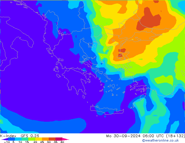 K-Index GFS 0.25 lun 30.09.2024 06 UTC