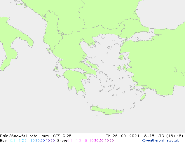 Rain/Snowfall rate GFS 0.25 czw. 26.09.2024 18 UTC