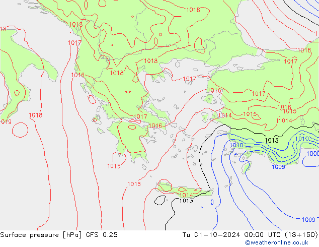 GFS 0.25: wto. 01.10.2024 00 UTC