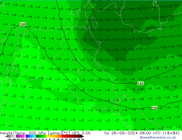 Height/Temp. 500 hPa GFS 0.25 Sa 28.09.2024 06 UTC