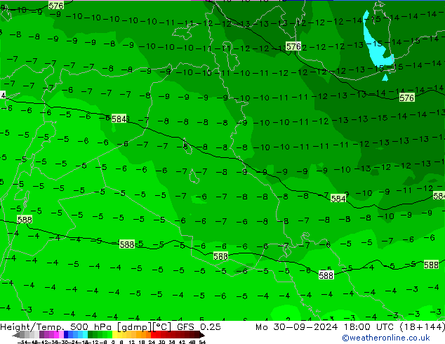 Z500/Rain (+SLP)/Z850 GFS 0.25 Po 30.09.2024 18 UTC