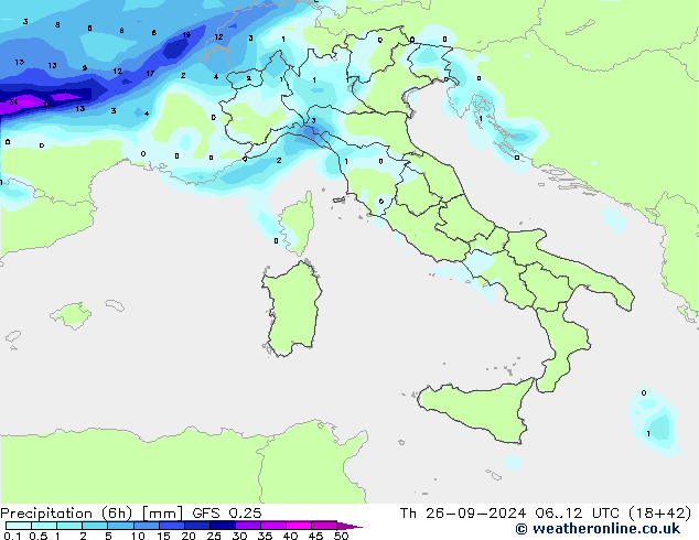 Z500/Yağmur (+YB)/Z850 GFS 0.25 Per 26.09.2024 12 UTC