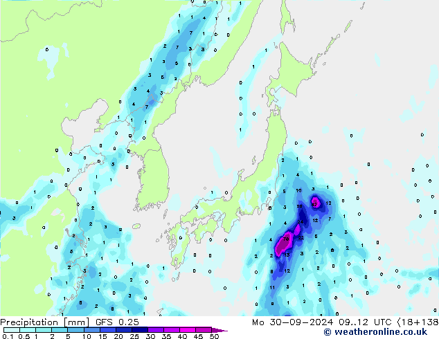 precipitação GFS 0.25 Seg 30.09.2024 12 UTC