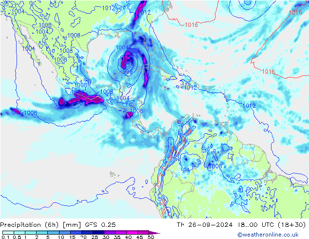 Z500/Rain (+SLP)/Z850 GFS 0.25 Qui 26.09.2024 00 UTC