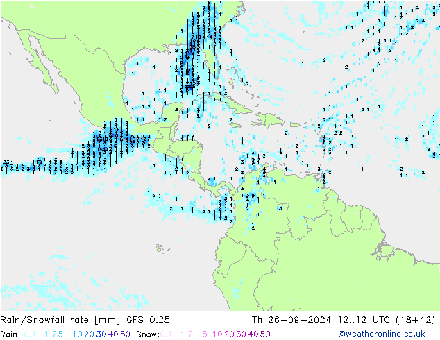 Rain/Snowfall rate GFS 0.25 czw. 26.09.2024 12 UTC