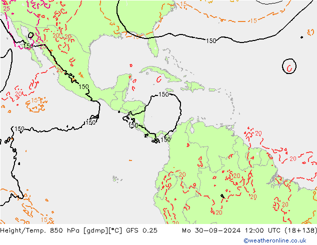 Z500/Rain (+SLP)/Z850 GFS 0.25 lun 30.09.2024 12 UTC