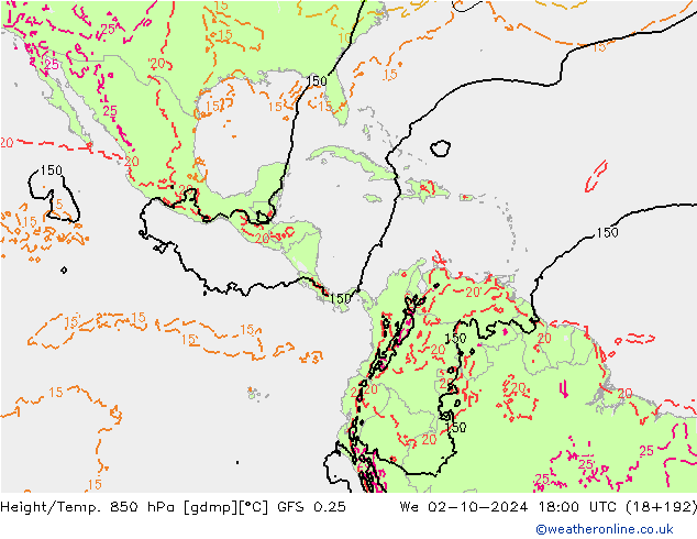 Z500/Rain (+SLP)/Z850 GFS 0.25 ср 02.10.2024 18 UTC