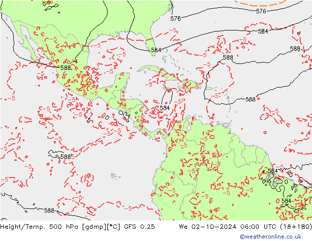 Z500/Rain (+SLP)/Z850 GFS 0.25 We 02.10.2024 06 UTC