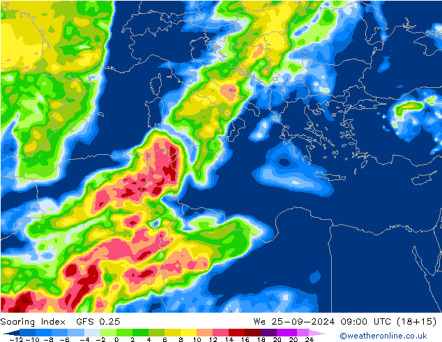 Soaring Index GFS 0.25 Qua 25.09.2024 09 UTC