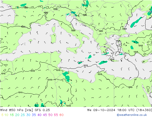  850 hPa GFS 0.25  09.10.2024 18 UTC