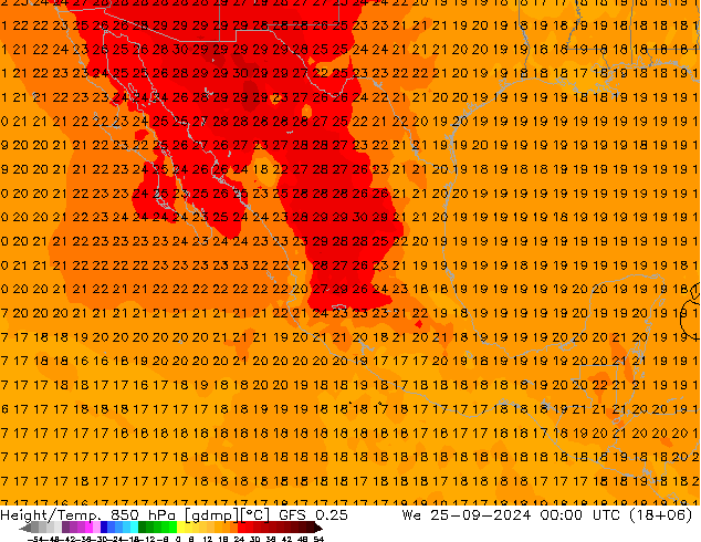 Z500/Rain (+SLP)/Z850 GFS 0.25 Mi 25.09.2024 00 UTC