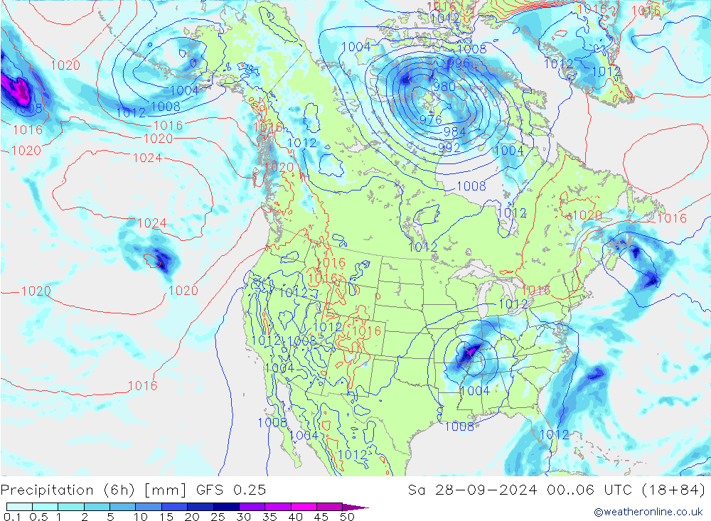 Z500/Rain (+SLP)/Z850 GFS 0.25 sam 28.09.2024 06 UTC