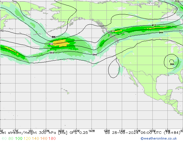 Corriente en chorro GFS 0.25 sáb 28.09.2024 06 UTC