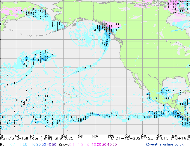 Regen/Schneefallrate GFS 0.25 Di 01.10.2024 12 UTC