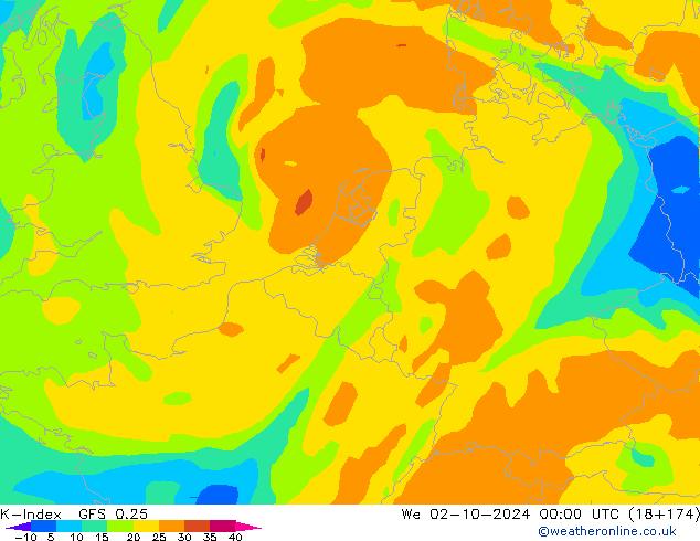 K-Index GFS 0.25 ср 02.10.2024 00 UTC