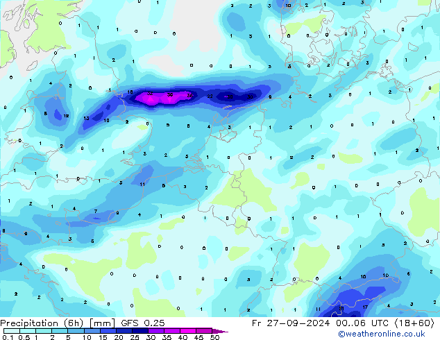 Z500/Rain (+SLP)/Z850 GFS 0.25 Fr 27.09.2024 06 UTC