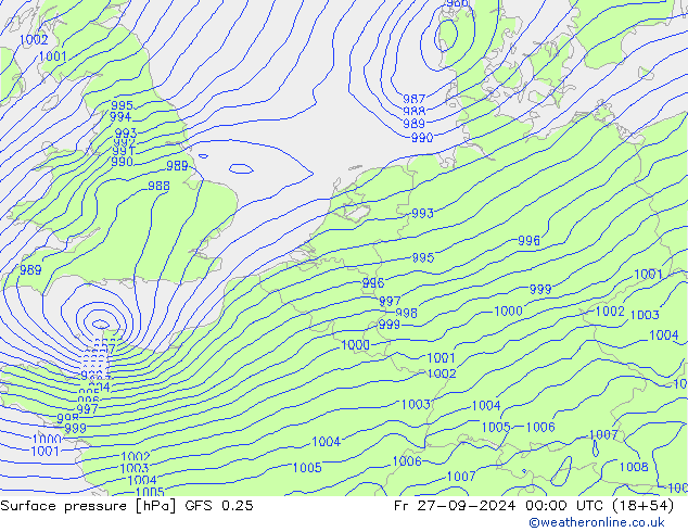 Yer basıncı GFS 0.25 Cu 27.09.2024 00 UTC