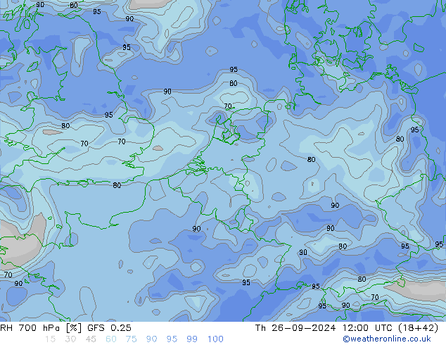 Humedad rel. 700hPa GFS 0.25 jue 26.09.2024 12 UTC