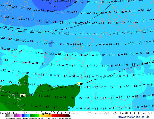 Z500/Regen(+SLP)/Z850 GFS 0.25 wo 25.09.2024 03 UTC